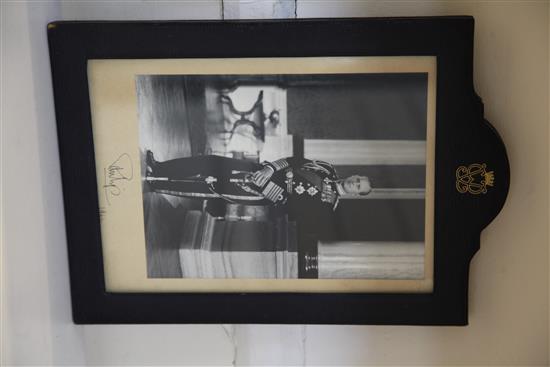 Royal Interest: Two leather framed signed photographs of Queen Elizabeth II and Prince Philip, dated 1966 frames 12.5in. high